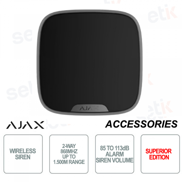 Ajax Superior StreetSiren DoubleDeck Jeweler - Wireless siren with branded cover holder - Black - Ajax