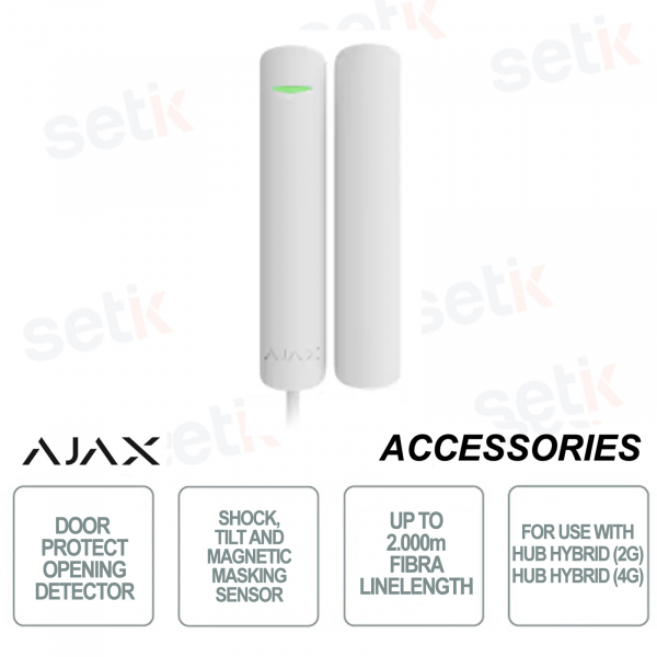 Door Protect Fiber – Türöffnungsdetektor – Erkennt Aufprall, Neigung und magnetische Maskierung – Weiße Farbe