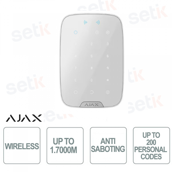 AJAX-Tastiera wireless che supporta carte e portachiavi - Colore Bianco