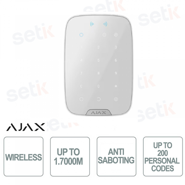 Superior Keypad Plus Jeweller - Tastiera wireless che supporta carte e portachiavi - Colore Bianco - AJAX