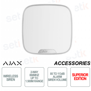 StreetSiren S - Wireless siren with support for branded cover - Superior Version - White colour