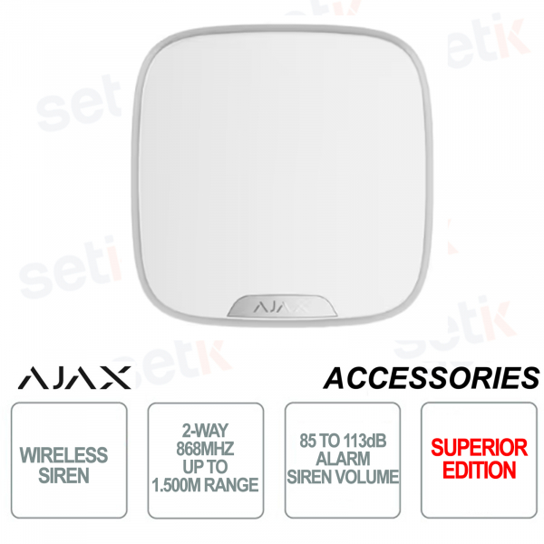 Ajax Superior StreetSiren DoubleDeck Jeweller-Sirena wireless con supporto per cover brandizzata - Colore Bianco