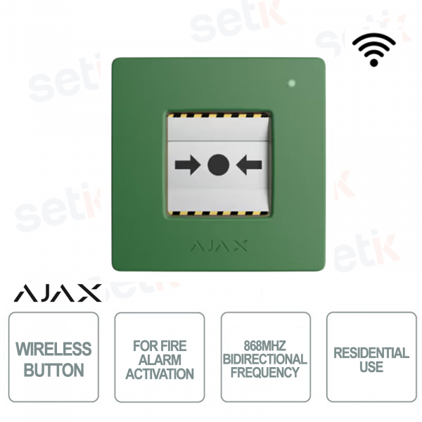 Fire alarm button - Green color - For residential use - Wireless 868Mhz