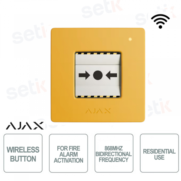 Bouton manuel sans fil Ajax ManualCallPoint Jeweller jaune pour alarmes et situations d'urgence