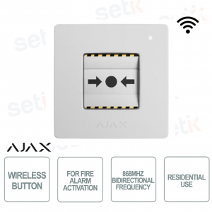 Bouton manuel sans fil Ajax CallPoint Jeweller blanc – Pour alarmes et situations d'urgence