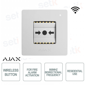 Pulsador de alarma contra incendios - Color blanco - Para uso residencial - Inalámbrico 868Mhz