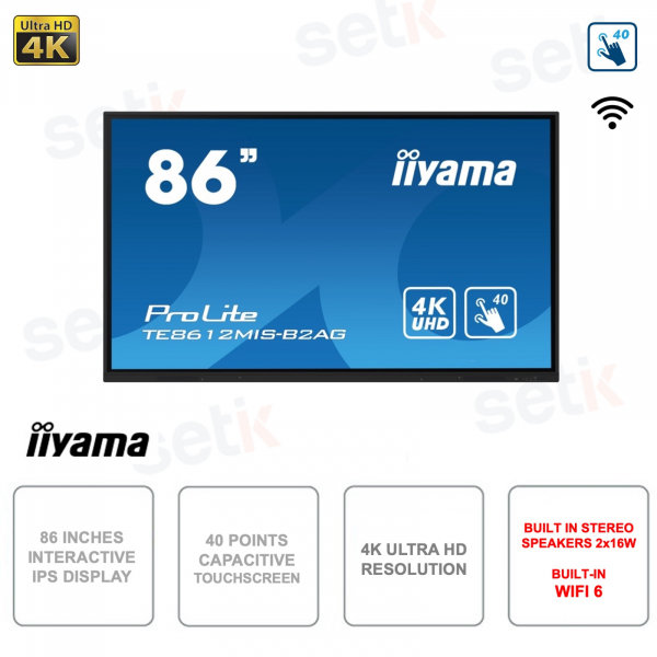 Interaktiver 86-Zoll-IPS-Touchscreen-Monitor – 4K Ultra HD – WLAN – iiWare