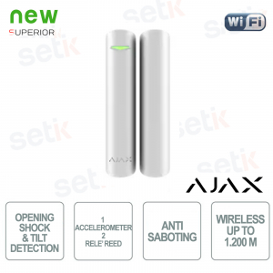 Ajax Superior DoorProtect Jeweller Plus Wireless 868MHz Jeweler Magnetic Door/Window Contact with Two Reed Relays - White