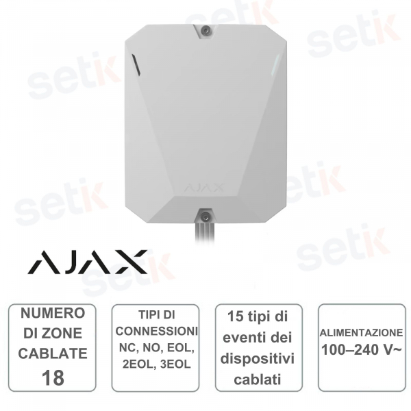 Ajax Multi Transmitter - Modulo per integrare rilevatori e dispositivi cablati - Bianco