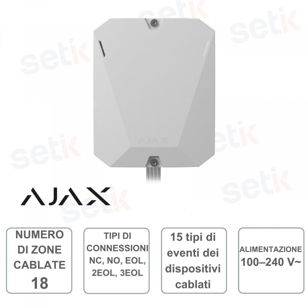 Ajax Superior MultiTransmitter Fiber - Module for integrating wired detectors and devices - White - Ajax