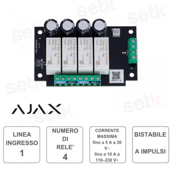 Module relais AJAX à quatre canaux avec télécommande