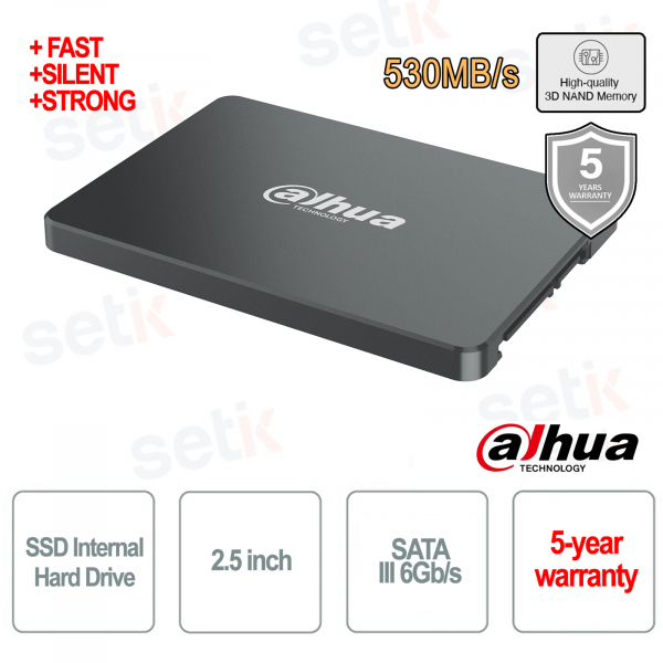 Hard Disk SSD interno 500GB SATA 2.5 Solido per Videosorveglianza NVR DVR 530MB/s