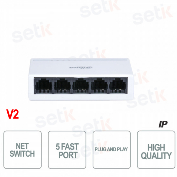 Switch Ethernet 5 Porte 10/100 Mbps Plug&Play Compatto - Dahua
