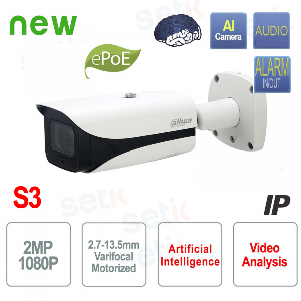 Telecamera AI IP ONVIF® PoE 2MP 60M IR Motorizzata Dahua