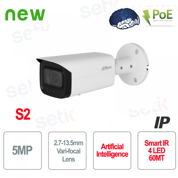 ONVIF® PoE 5MP Cámara IP motorizada AI WDR Cloud P2P Dahua - S2