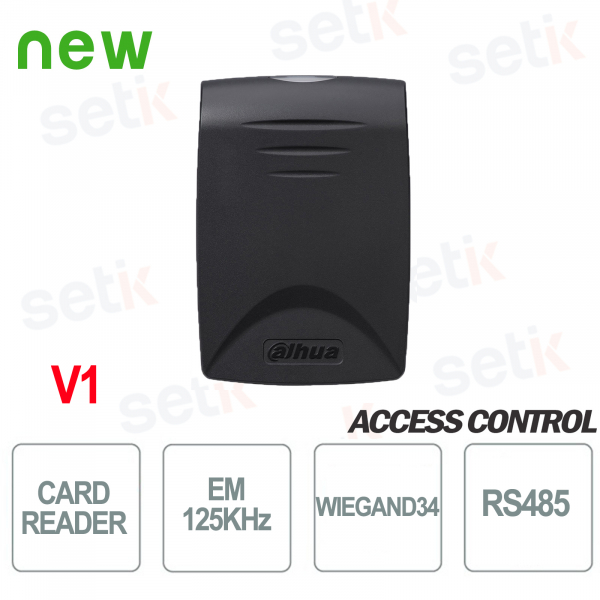 Lector de acceso por deslizamiento de tarjeta RFID Dahua EM 125KHz RS485 - V1