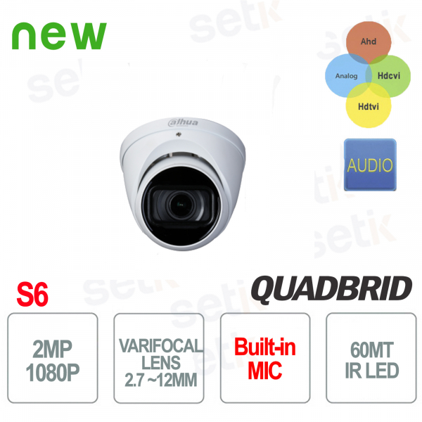 copy of Telecamera Dahua 2 MP 4in1 2.7mm-12mm IR 60 Dome Audio S5