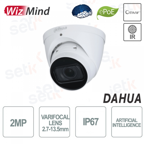 Dahua-Netzwerkkamera WizMind, künstliche Intelligenz, ePoE, Onvif-Optik, 2,7–13,5 mm, IR40, Mikrofon, Wärmekarte – S3