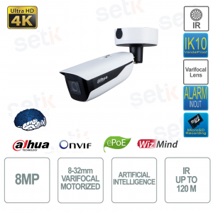 Cámara Bullet IP ePoE ONVIF® - 8MP - Lente varifocal de 8-32 mm - Inteligencia artificial - Versión S3