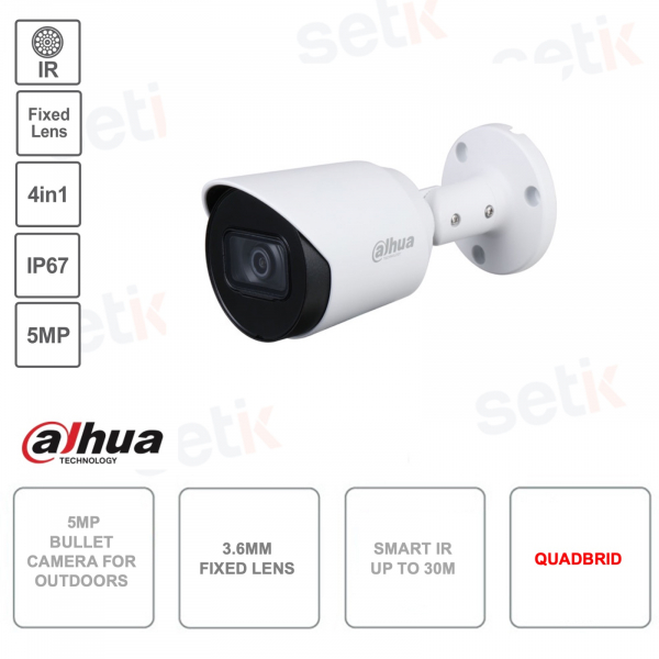 Caméra Bullet Starlight 5MP - Objectif 3,6 mm - 4en1 - Smart IR 30m - Version S2