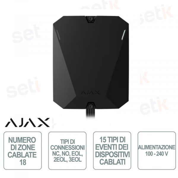 Ajax Multi Transmitter – Modul zur Integration von Detektoren und kabelgebundenen Geräten – Schwarz