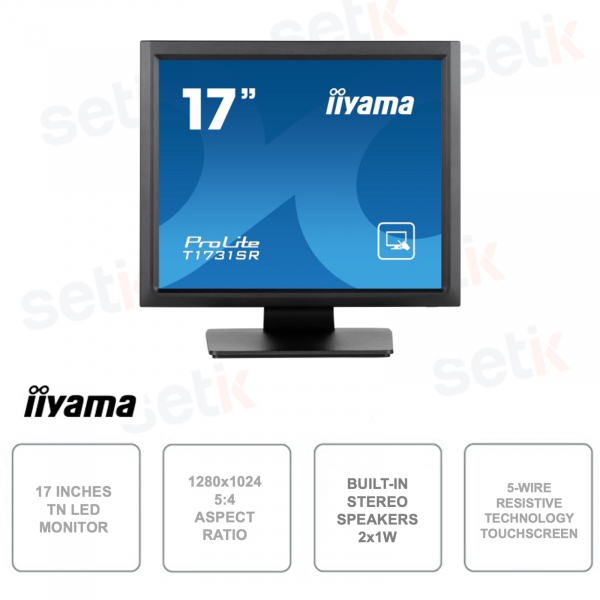 Monitor 17 Pollici - TN LED - Touchscreen resistivo 5 fili - IP54 - Risoluzione 1280x1024