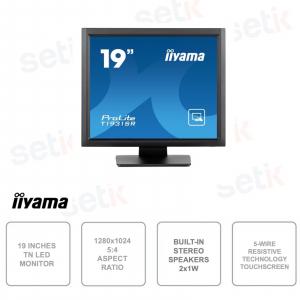 Monitor 19 Pulgadas - IPS LED - Pantalla táctil resistiva de 5 hilos - IP54 - Resolución 1280x1024