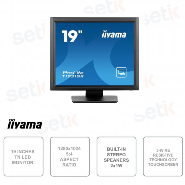 19 Inch Monitor - IPS LED - 5 wire resistive touchscreen - IP54 - Resolution 1280x1024