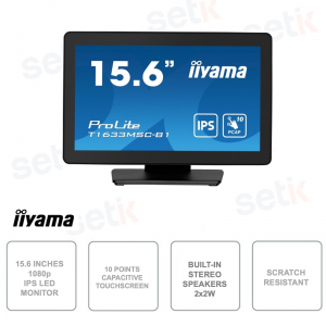 15,6-Zoll-Monitor – kapazitiver 10-Punkt-Touchscreen – Full HD 1080p – 5 ms – HDMI – DisplayPort