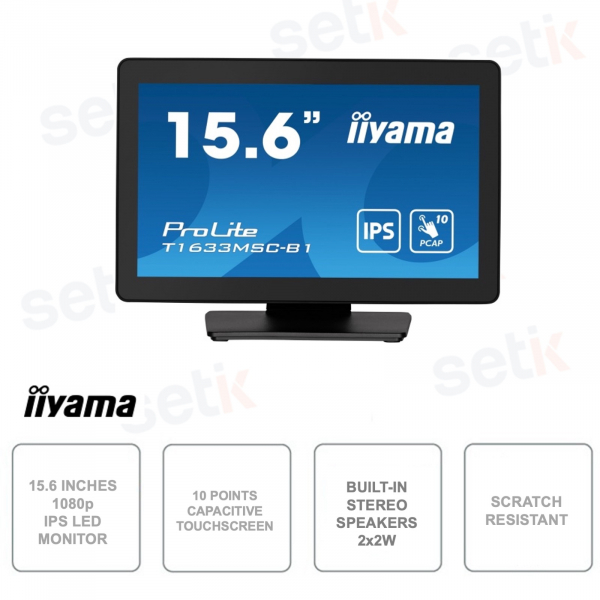 Monitor 15.6 Pollici - Touchscreen capacitivo a 10 punti - Full HD 1080p - 5ms - HDMI - DisplayPort