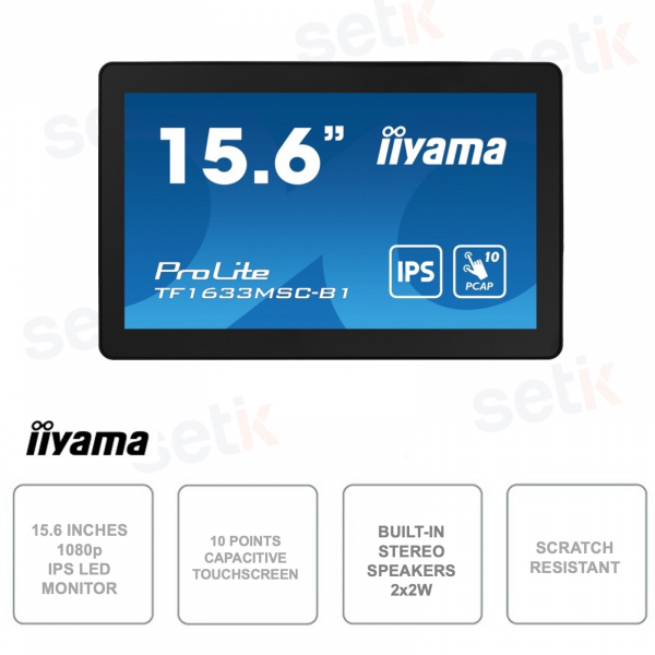 Display 15.6 Pollici - Touchscreen capacitivo a 10 punti - Full HD 1080p - 5ms - HDMI - DisplayPort