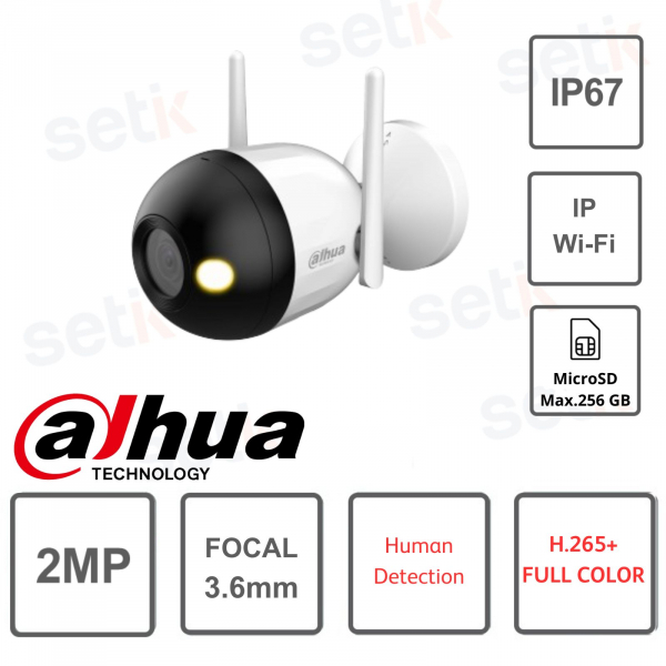 Telecamera Bullet Wi-Fi Dahua 2MP Full-Color con Ottica Fissa e AI