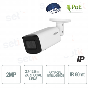 AI IP PoE Camera 2MP Motorized Varifocal 2.7-13.5mm WDR IP67 IK10 - Dahua