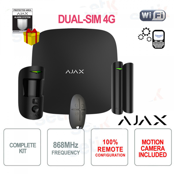 Kit d'alarme sans fil professionnel AJAX GPRS/Ethernet dual-SIM 4G couleur noire