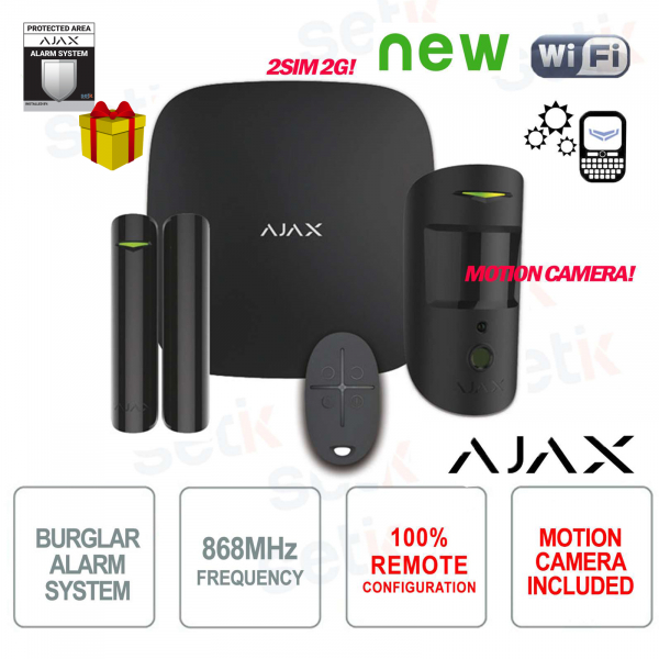 Kit de Alarma Inalámbrico Profesional AJAX GPRS/Ethernet 2SIM 2G Versión Negra