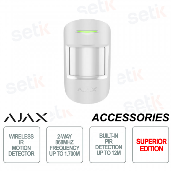 AJAX – Drahtloser IR-Bewegungsmelder – Frequenz 868 MHz – Superior-Version – Weiß