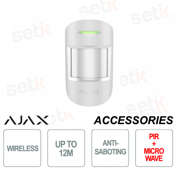 AJAX - Detector de movimiento IR inalámbrico con sensor de microondas - Blanco