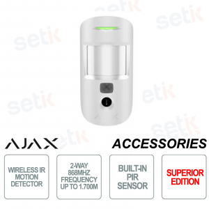 Ajax Superior Montion Cam (PhOD) Jeweller-Rilevatore di movimento IR wireless - Fotocamera integrata - Bianco
