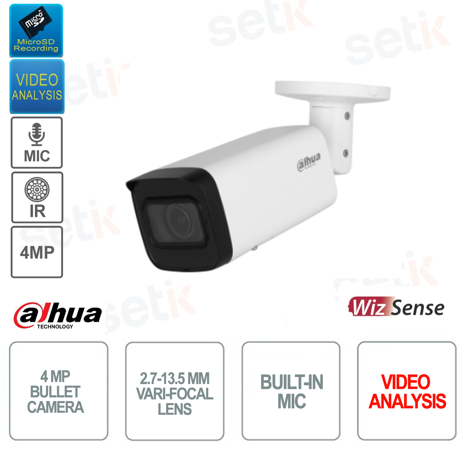 Dahua IPC-HFW2441S-S - Caméra Bullet Réseau 4MP WizSense Vision Nocturne 30 Mètres
