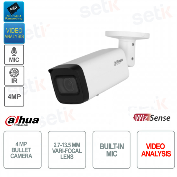 Telecamera IP POE ONVIF® Bullet - 4MP - 2.7-13.5mm - Video Analisi - Bianca