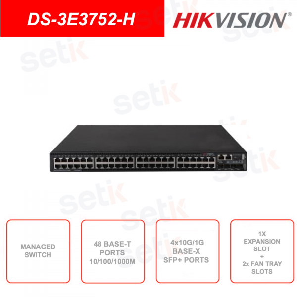 Manageable network switch - 48 Base-T 10/100/1000 ports - 4 SFP+ Base-X 10G/1G ports -