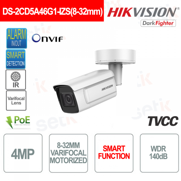 Hikvision Bullet IP-Kamera POE ONVIF 4MP 8-32mm Dark Fighter WDR 140dB IR 100M