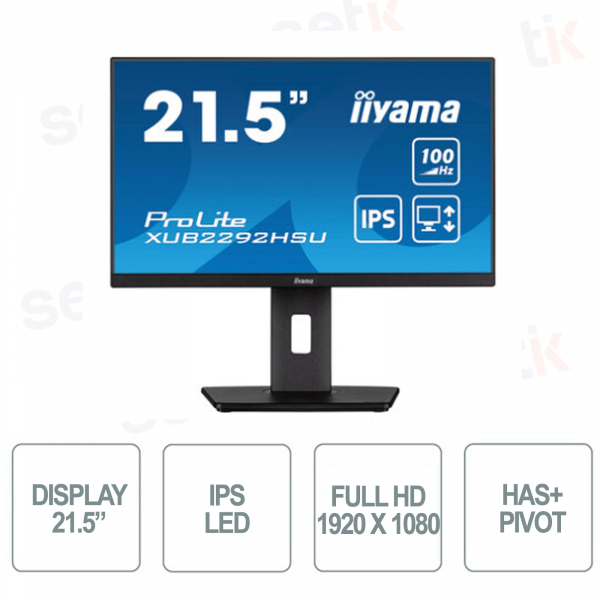 XUB2292HSU-B6 - IIYAMA - Monitor 21.5 Pollici - FullHD 1080p - IPS LED - HAS + Pivot - Nero