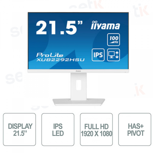 XUB2292HSU-W6 - IIYAMA - Moniteur 21,5 pouces - FullHD 1080p - IPS LED - HAS + Pivot - Blanc