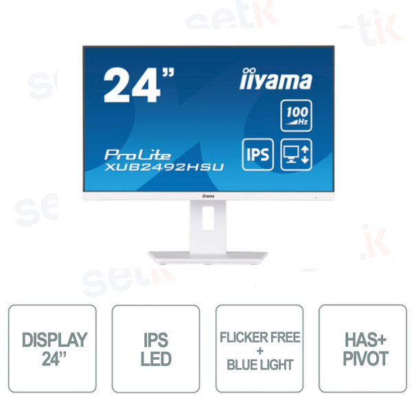 24 Zoll ProLite Monitor IPS-Technologie HDMI Display Port Full HD 1080P Lautsprecher – Weiß