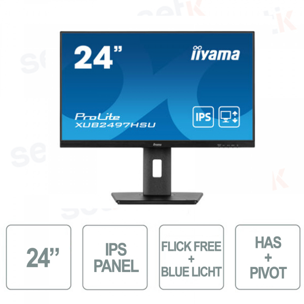 IIYAMA - Monitor 24 Pollici - FullHD 1080p @100Hz - HAS + PIVOT rotazione di entrambi i lati