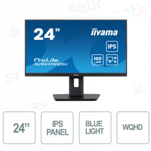 Monitor 24 pollici ProLite Tecnologia IPS HDMI Display Port 2560 x 1440 WQHD Has (150mm) + Pivot