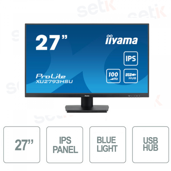 Moniteur LED IPS iiyama de 27 pouces Full HD à 100 Hz ACR Vesa Hub USB