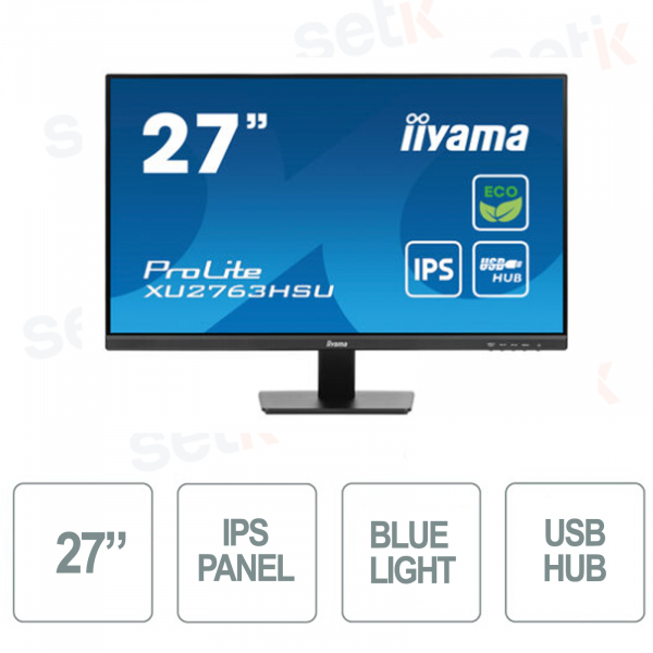 Moniteur LED IPS iiyama 27 pouces Full HD @ 100 Hz ACR Vesa Hub USB 3 ms