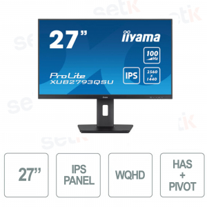 Moniteur Iyama - WQHD 2560x1440 - 27 pouces - 100 Hz - 1 ms - Haut-parleurs - HDMI - DisplayPort - Possède - Pivot